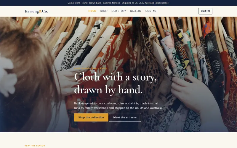 Kawung & Co. demo website home page