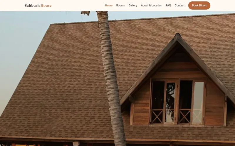 Saltbush House demo website home page